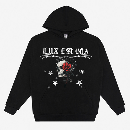 LUX EST VITA BLACK HOODIE