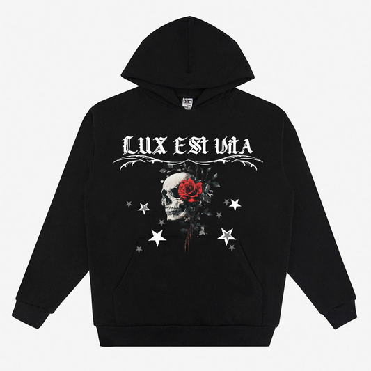 LUX EST VITA BLACK HOODIE