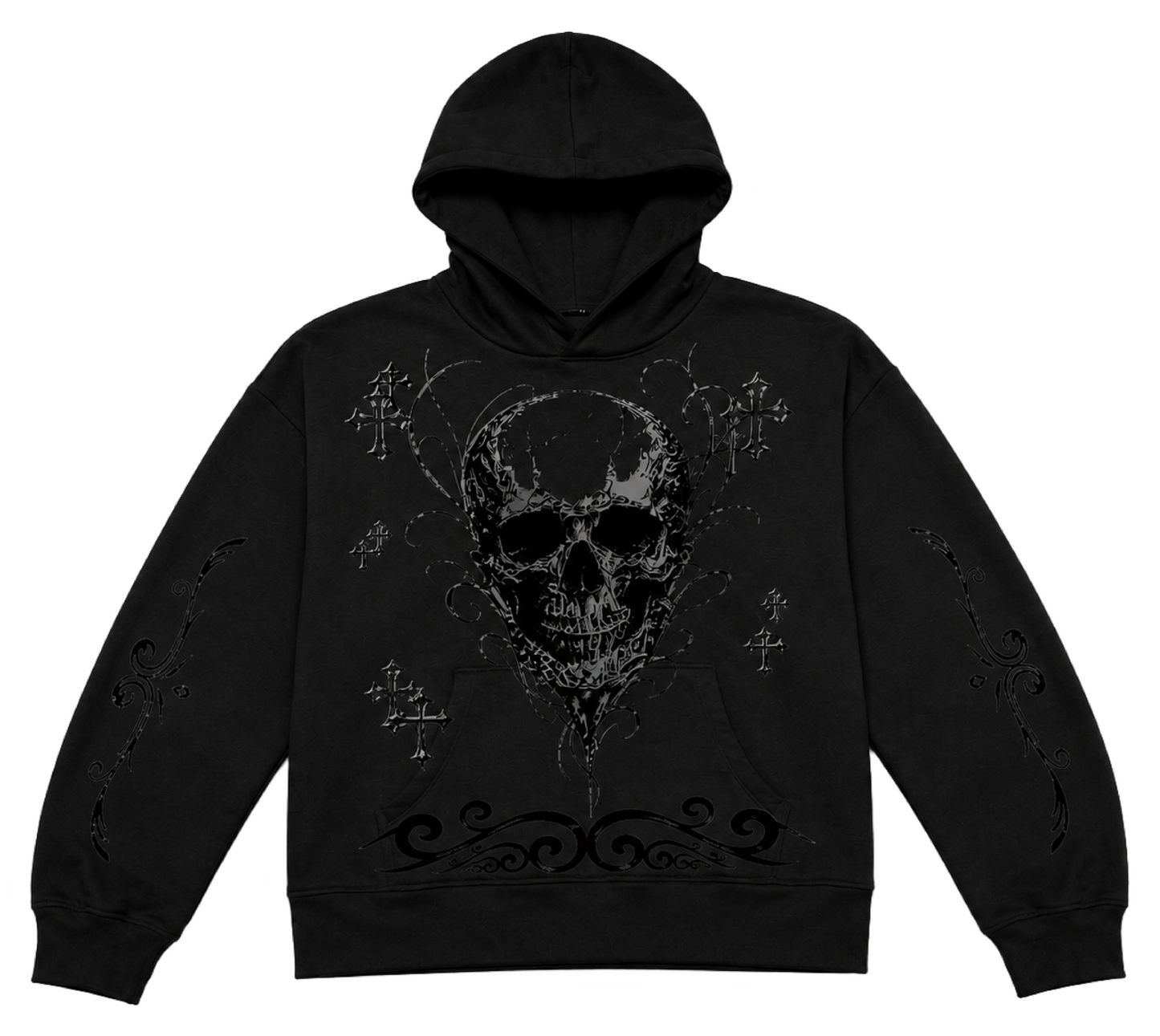 BLACK SKULL CROSSES HOODIE