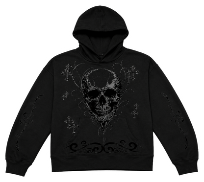 BLACK SKULL CROSSES HOODIE