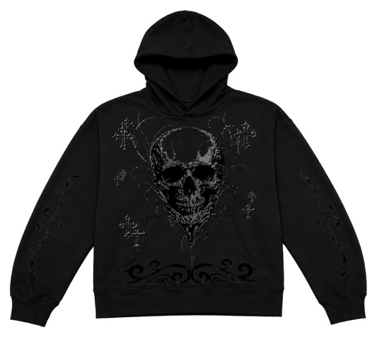 BLACK SKULL CROSSES HOODIE